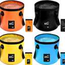 4 Pcs Collapsible Bucket with Handle 5 Gallon(20L) Foldable Water Container Folding Water Bucket Portable Folding Camp Wash Basin for Outdoor Travelling Camping Hiking Fishing Car Washing