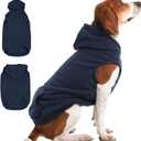 IECOii Dog Hoodie for Medium Dogs, Warm Fleece Dog Hoodies Sweater with Leash Hole and Pocket, Cozy Dogs Cold Weather Coat for Fall Winter Hooded Sweatshirt Vest for French Bulldog, Blue, L