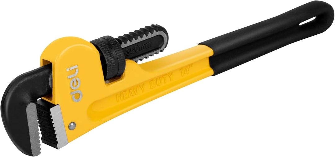 deli Pipe Wrench 14-inch, Heavy Duty Straight Adjustable Wrench, Professional Plumbing wrench tools, for Pipe, Home, Vehicle repair