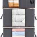 Lifewit 3 Packs Clothes Storage Bag, Storage Bins for Clothes, Blankets, Comforters, Foldable Clothing Storage with Reinforced Handle, Sturdy Zipper, Closet Organizer with Clear Window, Gray (60L)