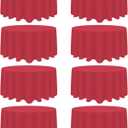8 Pack Red Round Tablecloth 90 Inch Red Table Cloth Wrinkle Resistant Reusable and Washable Polyester Fabric for Holiday Buffet Wedding Party and Banquet
