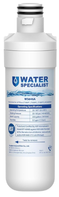 Waterspecialist LT1000PC ADQ747935 Replacement for LG LT1000P, LT1000PCS, LFXC24796S, LMXS28626S, LFXS26973S, ADQ74793501, ADQ74793502, 46-9980, 9980 Refrigerator Water Filter, Pack of 1