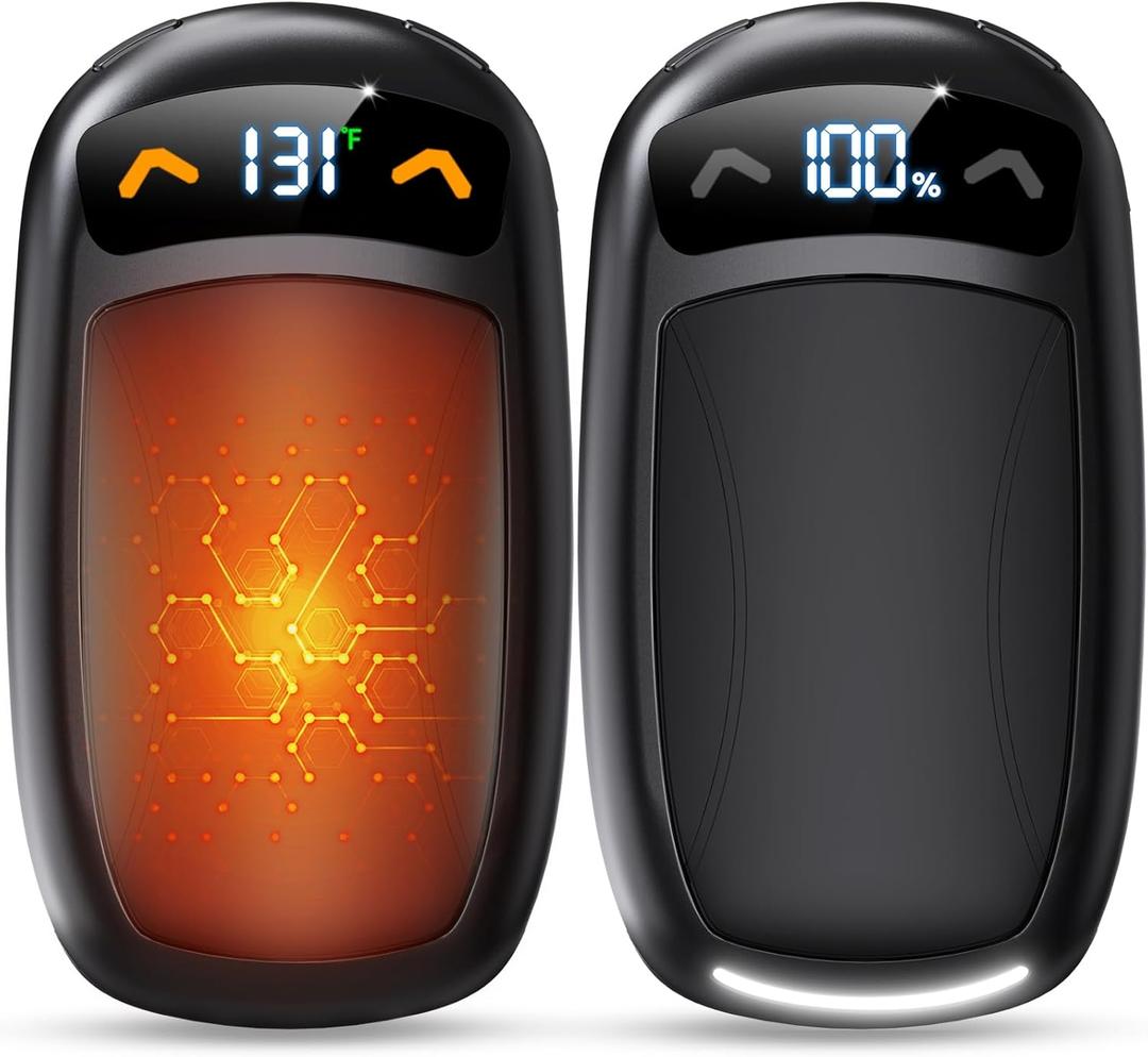 Rechargeable Hand Warmer 2Pack, AI Chips Electric Hand Warmers with LED Display, 3 Temps Portable Magnetic Handwarmers, Pocket-Sized Electronic Hand Warmers for Women, Man, Camping, Hunting, Christmas
