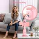 Auto Face Tracking Tripod 360 Rotating Cell Phone Photo and Video Kits Stand, No App, Camera Stand with Remote and Gesture Control, Rechargeable Smart Shooting Stand for Live Recording Tiktok, Pink