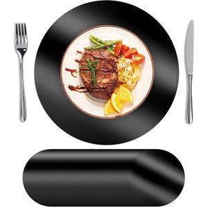 SHACOS 100Pcs Round Black Placemats, 13" Paper Place Mats Disposable for Dining Table, Charger Plates Table Mat for Christmas Dinner Party Wedding Birthday Banquet Table Setting Decor