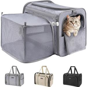 MIDOG Cat Carrier Soft for Small to Medium-Sized Cats,Up to 25 Lbs, TSA Airline Approved Soft Sided Pet Carrier,Collapsible Travel Cat Carry Bag(Grey)