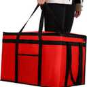 musbus Extra large XXXL Insulated Food Delivery Bag Cooler Bags Keep Food Warm Catering Therma Catering Bag for doordash 22x14x13 Cooler Bags Therma Shopper hot warming RED Pizza BLACK