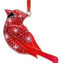 Red Cardinal Ornaments for Christmas Tree 2025 Metal Cardinal Christmas Hanging Ornament Bird Xmas Tree Ornaments Xmas Decorations Memorial Keepsake Gifts for Women Girls Kids