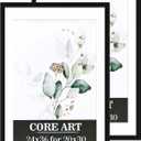 CORE ART 24x36 Poster Frame, Black 24x36 Frame, Display Pictures 20 x 30 with Mat or 24 x 36 Without Mat - Horizontal and Vertical Wall Mounting, Pack of 2