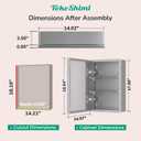 TokeShimi 14 x 18 Silver Medicine Cabinet, Aluminum Mirror Medicine Cabinet Wall Mounted or Recessed with Stepless Adjustable Amply Storage