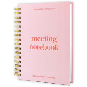 Lamare Meeting Notebook for Work Organization  Perfect Work Notebook for Note Taking, Meeting Planner and Office Supplies for Men & Women (Large - 6.9x9.8", Pink)