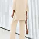 PRETTYGARDEN 2 Piece Lounge Sets for Women Summer 2025 Short Sleeve Tops Wide Leg Pants Matching Travel Outfits Clothing (Beige,X-Small) 