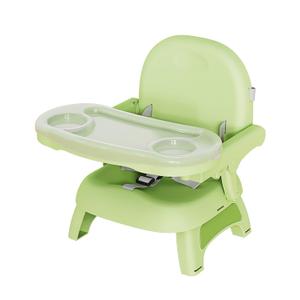Booster Seat for Kitchen Chair, 3-in-1 Foldable Baby Booster Seat with Removable Dual Tray & 3-Point Harness, Portable Toddler Booster Chair for Dinning Table, Travel, Outdoor Camping, Green