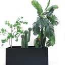40" L x 16" W x 18" H Metal Large Rectangular Planter - Long Planter Box for Outdoor Patio/Porch Planter Boxes Outdoor Modern Design for Plants, Flowers, Garden,Spliced Flower Pot (Black)