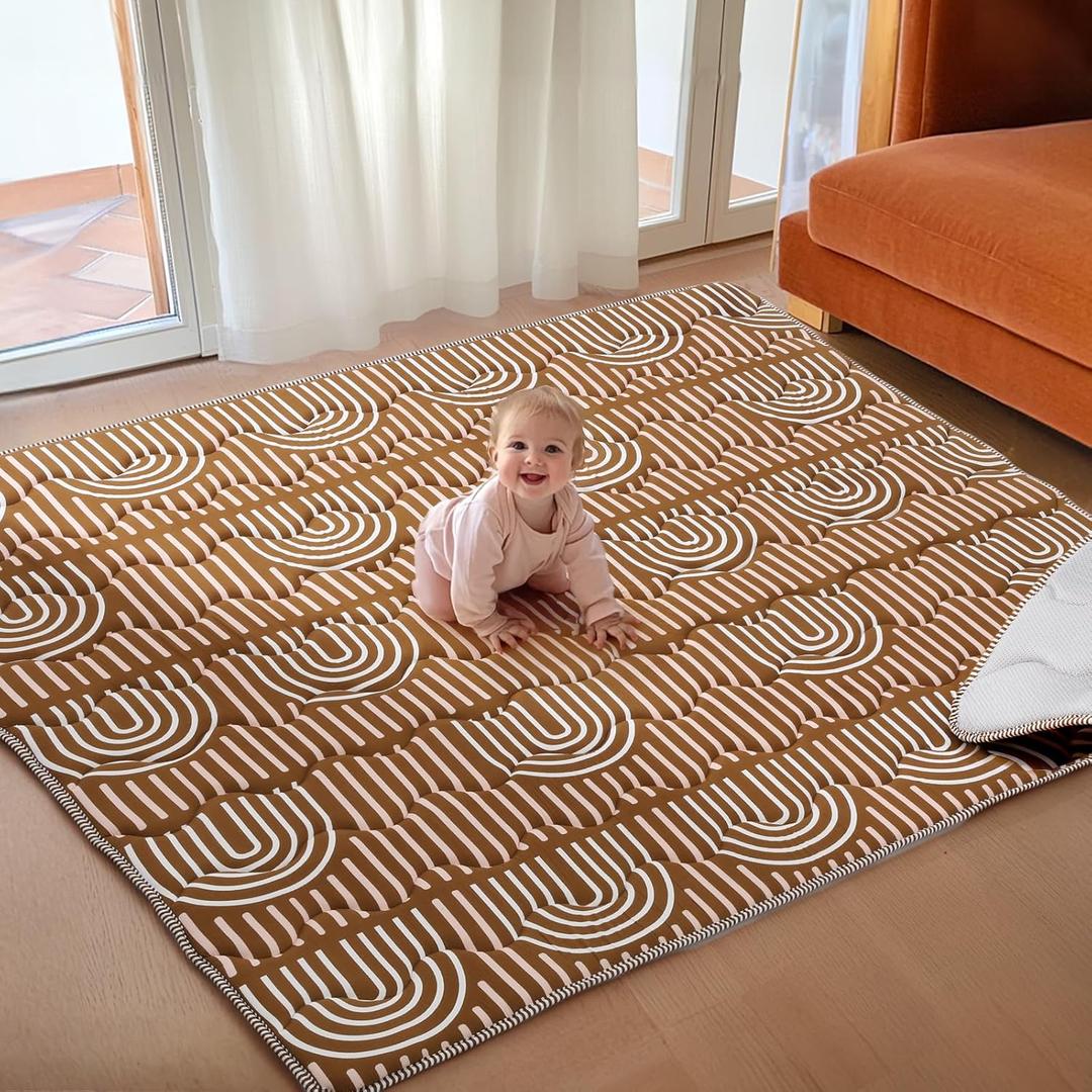 Mallify Soft Thicker Baby Mat for Floor 71"x59", Extra Large Baby Play Mat, Non-Slip Playpen Mat, Easy to Clean & Portable Playmat, Crawling Mat for Babies Toddlers, Activity Mat, Rainbow, Brown Mallify Soft Thicker Baby Mat for Floor 71"x59", Extra Large Baby Play Mat, Non-Slip Playpen Mat, Easy to Clean & Portable Playmat, Crawling Mat for Babies Toddlers, Activity Mat, Rainbow, Brown