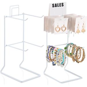 Coume 2 Pcs Jewelry Organizer Stand Necklace Display Stand Jewelry Storage Hooks for Necklace Bracelets, Earrings, Ring, Keys, Watches(White)