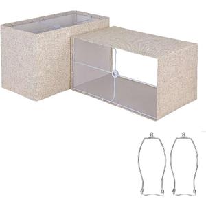 Ruiever Lampshades Set of 2, Linen Lampshades L12.6"x W6.7" x H8.07" High, Easy Assembly Replacement Lampshades for Table Lamps Floor Lamps, Beige Lampshade,Half and Spider Fitter Included