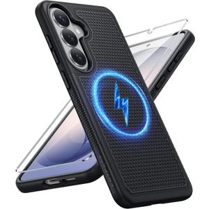 FNTCASE for Samsung Galaxy S26 Case: [Compatible with Magsafe] [Magnetic Phone Cover with Screen Protector] Military Grade Drop Protection Anti-Slip Anti-Fingerprint Dual Layer Shockproof (Magnetic)