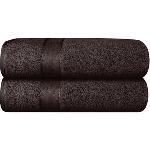 GLAMBURG 700 GSM Premium 2-Pack Oversized Extra Large Bath Sheet Set - 100% Combed Cotton - 2 Bath Sheet 35x70 - Luxury Hotel & Spa Quality - Durable Ultra Soft Highly Absorbent - Chocolate Brown