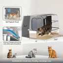 WoofiGo Enclosed Stainless Steel Cat Litter Box with Lid, XL Extra Large Litter Box for Big Cats, Metal Litter Pan High Sided, Never Absorbs Odors, Anti-Urine Leakage, Include Scoop (Light Grey)
