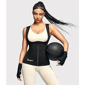 Junlan Sauna Suit for Women Waist Trainer Vest for Women Sweat Tank Top Shaper for Women with Zipper, 2 XL