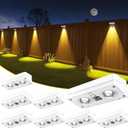 Solar Fence Lights 8 Pack, 50 Lumens Outdoor Fence Solar Lights with 12 Modes RGB Color Glow LED Solar Lights Outdoor Waterproof for Patio, Backyard, Deck, Fence, Railing. White Shell