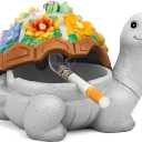 LESES Ashtray, Outdoor Ashtray with Lid Smokeless Waterproof Ash Tray with Cute Turtle Decor, Resin Ashtrays for Cigarettes Home Office, Porch Patio Decorations Indoor