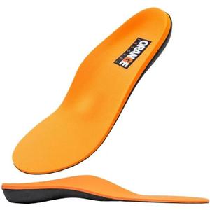 Orange Full Length D Fits Men's Shoe 7-7.5, Women's 8.5-9 Uses a Heel Cup, Contoured Medial Arch, and Metatarsal pad to Help with Better Alignment and Weight Distribution