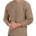 Askdeer Men's Cable Knit Pullover Sweater Long Sleeve Crew Neck Knit Sweater Soft Casual Sweaters with Ribbing Edge Khaki