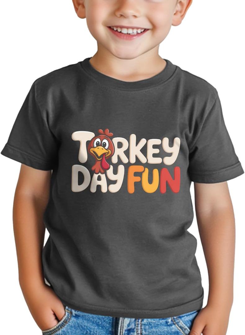 Funny Thanksgiving Shirts for Kids Girls Boys Turkey Pumpkin Toddler Graphic T-Shirt Clothes Tops Tee 2T-8Y