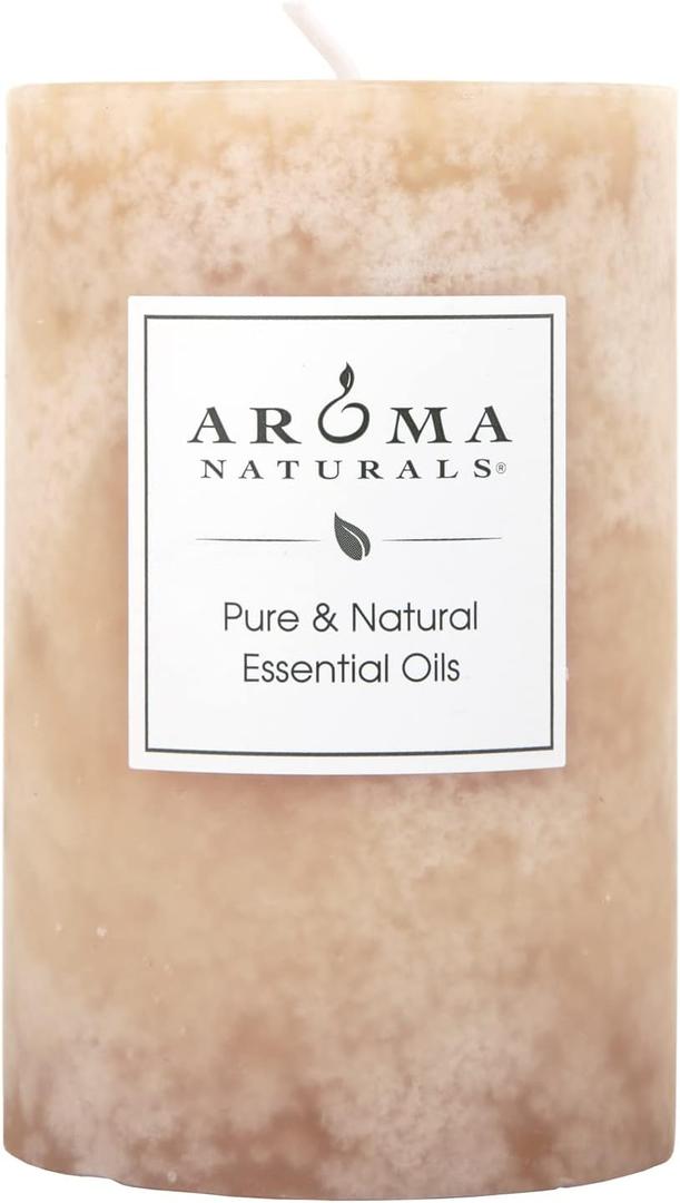 Aroma Naturals Ginger and Clove Essential Oil Beige Scented Pillar Candle, Earth, 2.5 inch x 4 inch