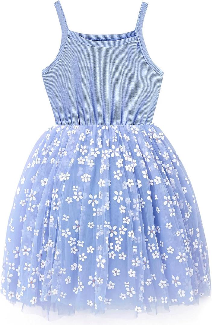 Baby Girls Tutu Dress Flutter Sleeve Toddler Sleeveless Princess Tulle Sundress Toddler Girls Vintage Party Dress (Blue)