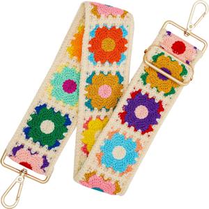 Chushui Knit Purse Strap,Replacement Crossbody Wide Adjustable Shoulder Strap for Bag Handbag (Beige Bottom)
