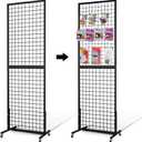 NectaCol Grid Wall Panels, 2 Packs 2'x 6' Gridwall Panels Tower with T-Base, Black Wire Grid Wall Display Rack, Craft Show Display Rack, Art Gridwall Display Stand