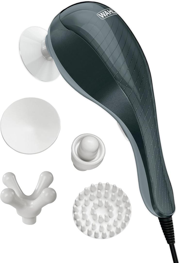 Wahl Soothing Vibration Corded Massager with 4 Attachment Heads, 2 Speed Massage Tool for Pressure & Pain Relief on The Face, Neck and Head, FSA Eligible, Model 4120-600 (5 Piece Set)