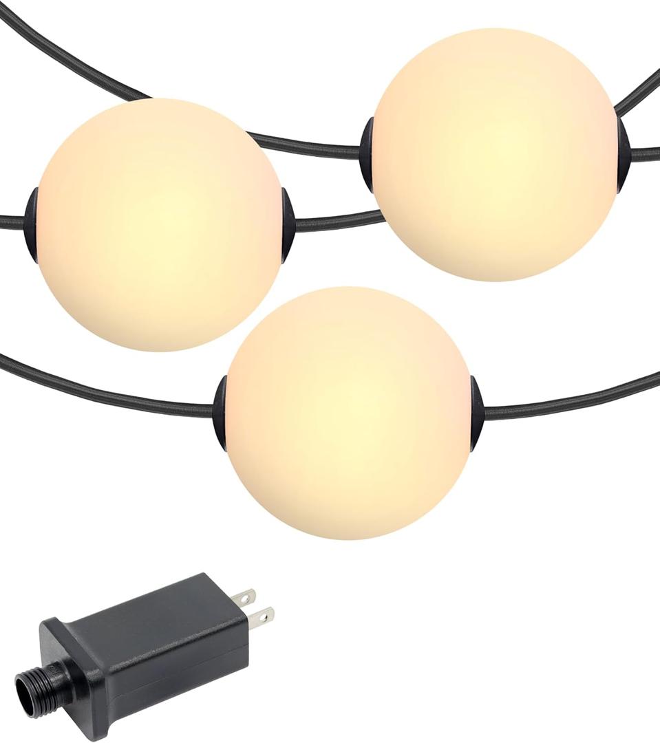 Brightech Orb Outdoor Indoor String Lights - Frosted Lantern LED String with 10 Weatherproof Globe Lights - Plug in Commercial Grade Light Strand for Patio, Porch, Garden, Caf - 30 Ft, Black