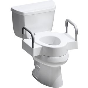 Bemis Rise 4.5" Raised Toilet Seat with Support Handles, Hinges Never Loosen, Fits Round and Elongated