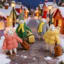 Set of 4 Christmas Felt Mouse Ornaments, 5" Mini Fashionable Mice with Luggage for Christmas Tree Hanging, Wool Xmas Tabletop Decor, Animal Crafts for Holiday Easter Gifts Party Supply