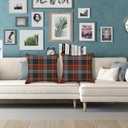 HOSTECCO Winter Plaid Throw Pillow Covers 20x20 inch Set of 2 Fall Orange and Black Pillow Cases Farmhouse Decorative Cushion Covers for Sofa Couch