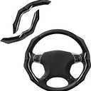 Carbon Fiber Steering Wheel Cover with Anti-Slip Lining and Segmented Design 2pcs Universal Steering Wheel Protector for Men and Women, Car Interior Accessory (Black)