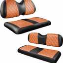 NOKINS 4PCS Golf Cart Diamond Seat Covers Kit,Front and Rear Seat Covers Fits for EZGO/Club Car/Yamaha Original Regular Seat Cushion, No Stapler (Brown and Black)