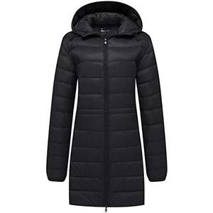 wantdo Women's Quilted Puffer Coat Hooded Long Jacket Lightweight Winter Coats, Size: XL