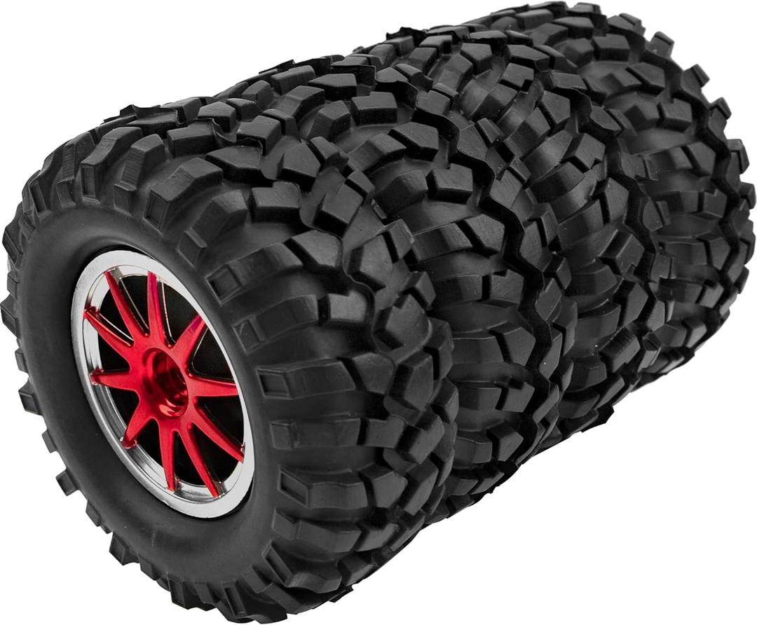 10-Spoke OD96mm Rubber Tires & Plastic Wheels Rim 12mm Hex Hub 1.9" RC Tires Compatible with Axial SCX10 Tamiya CC01 D90 TF2 HSP 1/10 Off-Road Crawler Car