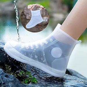 SooGree Shoe Covers Waterproof Rain Shoes Covers Reusable Foldable Rain Boots Slip Resistant Rubber Sole Overshoes Protectors for Cleaning Camping Travel Rain Galoshes with Buttons XL