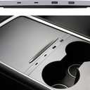 Car USB Hub Charger for Tesla Center Console with Fast Charging Retractable Cables Phone Charger Docking Station Accessories(Model 3 2021-2023 & Model Y 2021-2024)