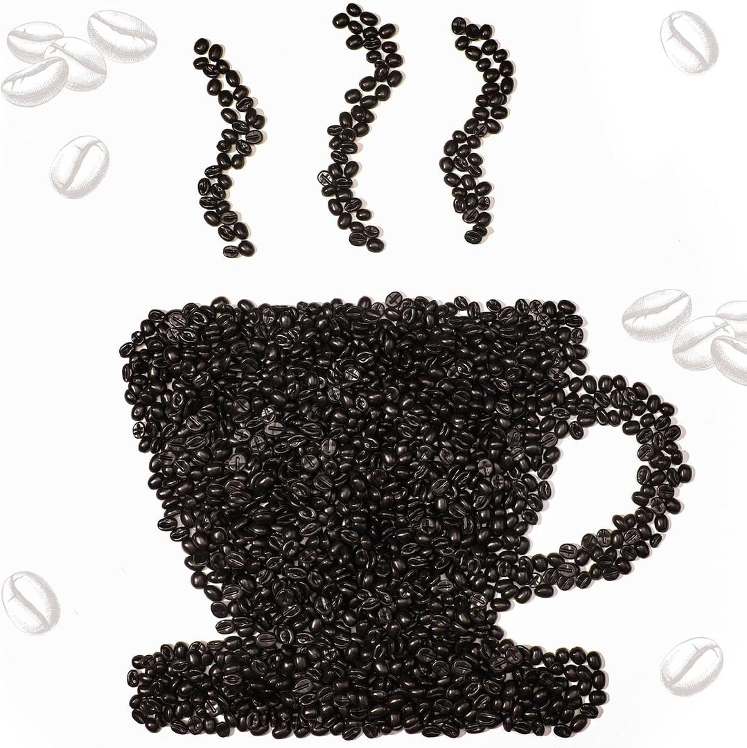 Reallnaive 1000g Fake Coffee Beans Decorations Bulk 3000 Pcs Mini Resin Artificial Coffee Beans Vase Fillers Party Table Centerpieces Crafts Home Kitchen Shop Cabinet Display Decor Photography Props
