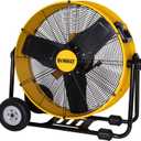 DEWALT DXF2490 High Velocity Fan, Floor Fans, 24 Inch Large Electric Metal Rotating Industrial Fan with 360 Adjustable Tilt & Large Wheel, Drum Fans for Outdoor and Warehouse, Yellow