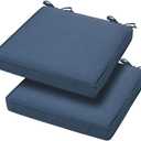 Magpie Fabrics Indoor Outdoor Waterproof Square Chair Cushion, 18" x 18" x 2.5", 2 Pack, Water Resistant Seat Cushions, for Patio Garden Office, Navy
