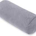 Bolster Pillow with Removable Velvet Cover, Round Cylinder Neck Roll Pillow for Head, Back, Leg Support, Decorative Bed and Couch Pillow 16 x 6 Inches (Grey)
