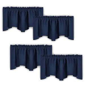 NICETOWN Short Curtain Valances for Windows, Scalloped Valances for Living Room, Farmhouse Style Kitchen Valance Over Sink, Rod Pocket Insulated Window Tiers, W52 x L18, 4 Panels, Navy